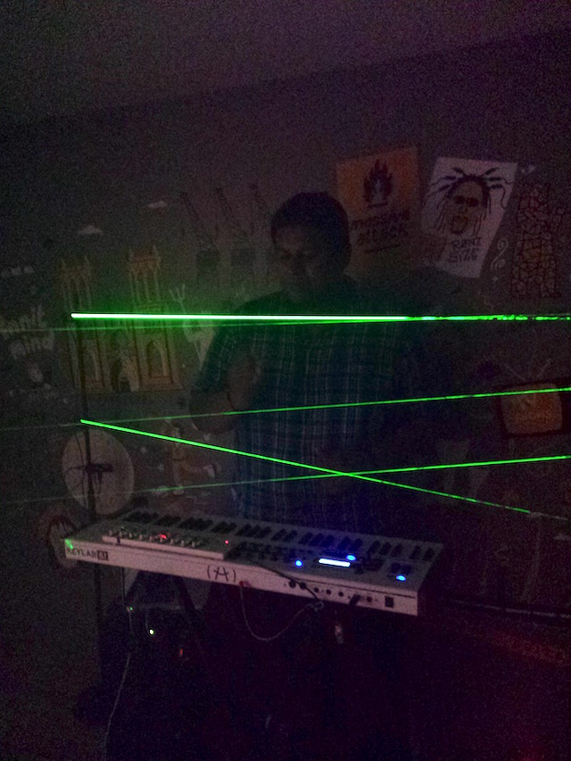 Photo, Laser drumming at YHA Bristol UK